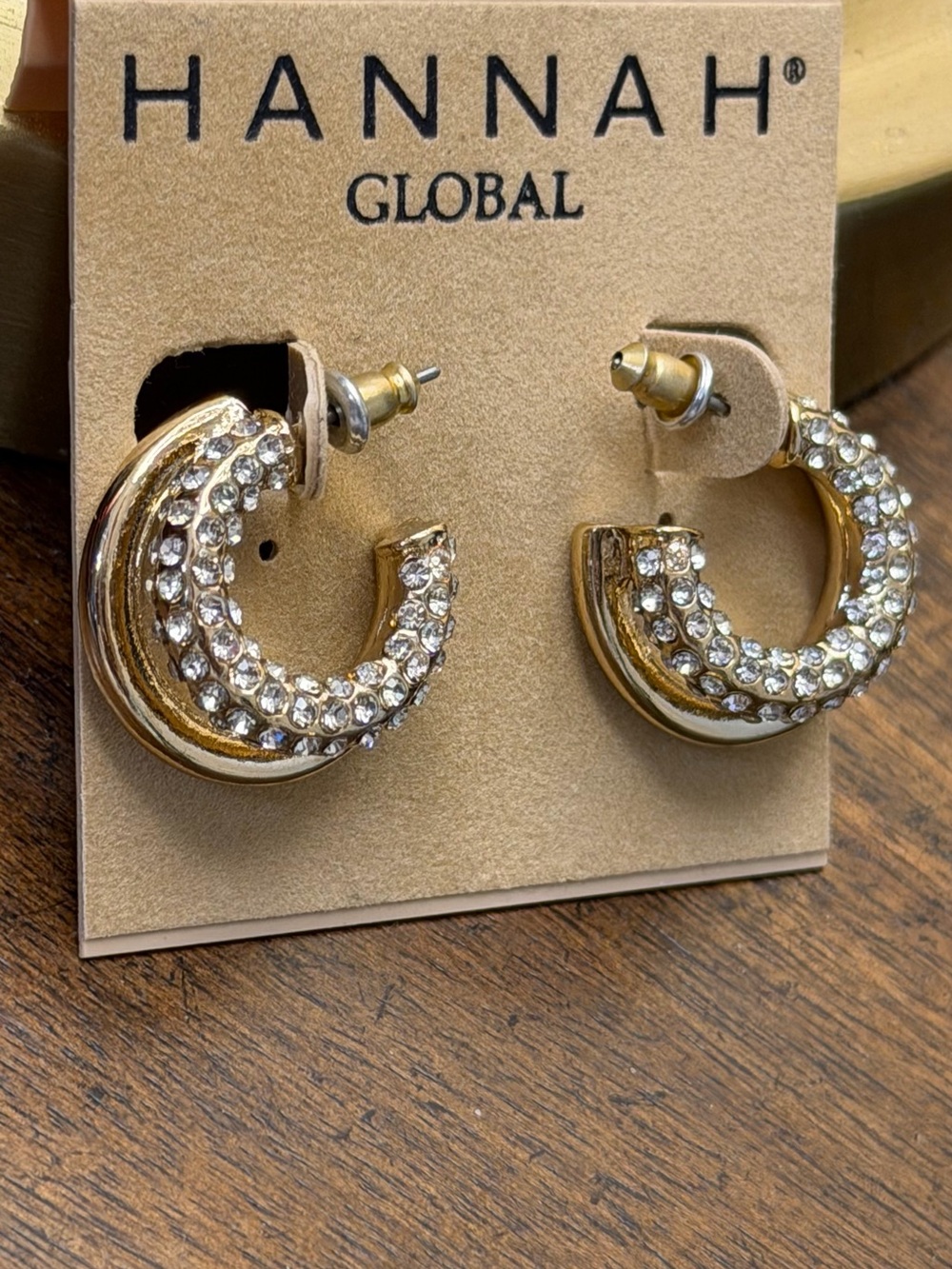 Hannah Gold Crystal Hoop Earrings